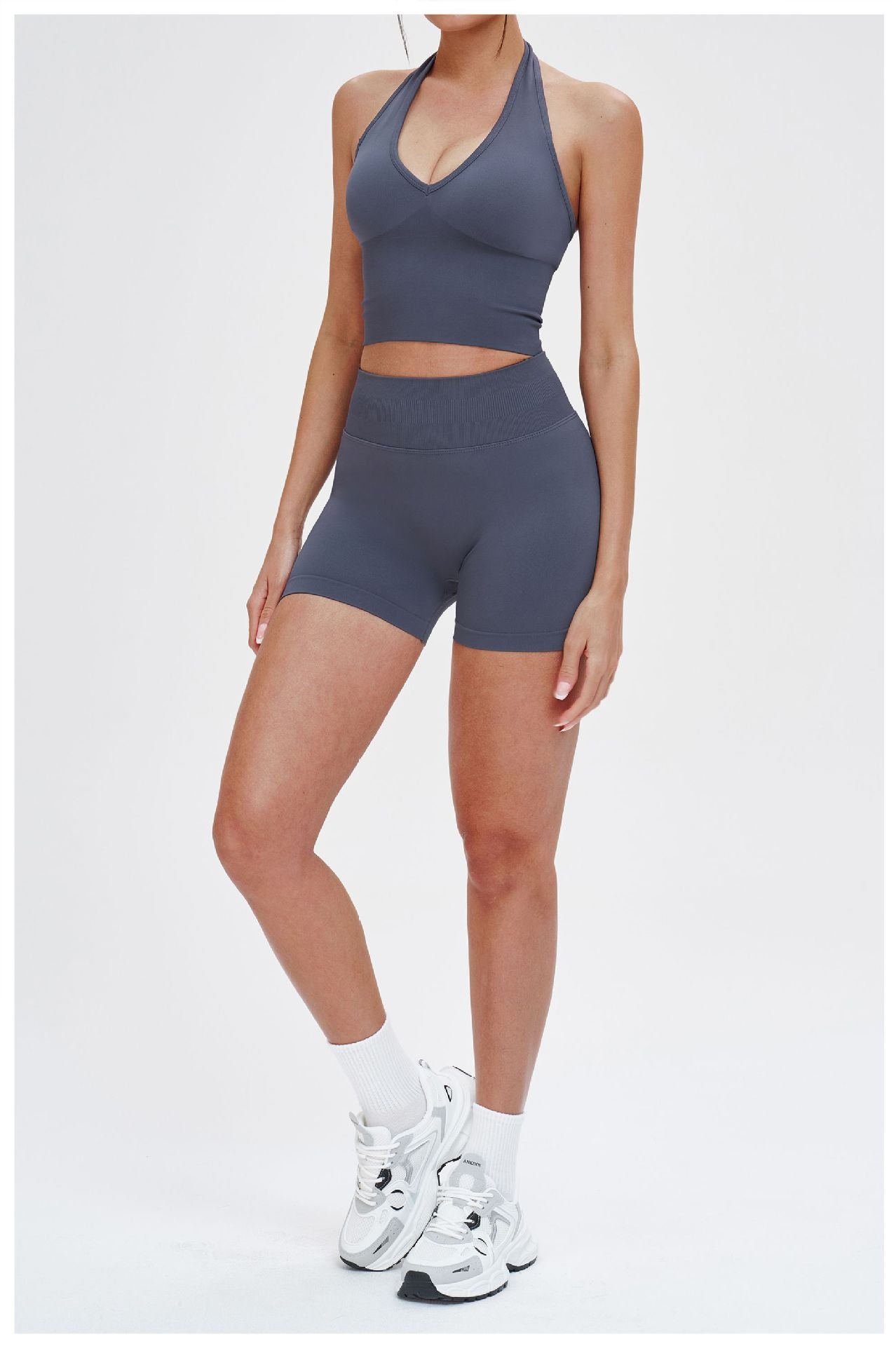 Ensemble de yoga sans coutures à col rond : Tenue de sport confortable pour la course en extérieur et le fitness 5734