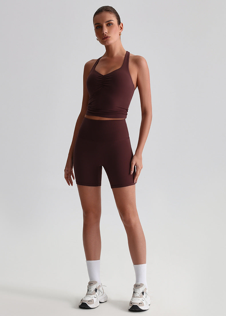 Débardeur de Yoga Brossé Effet Seconde Peau : Gilet de Fitness Séchage Rapide Coupe Ajustée & Haut de Sport Polyvalent à Dos Ouvert