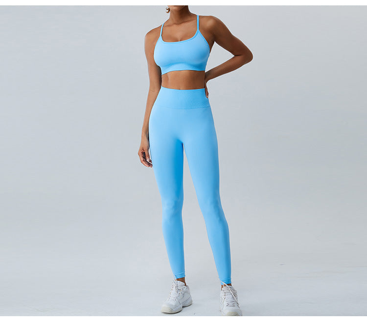Seamless Skinny-Strap Yoga Cami: Criss-Cross Back Sports Bra & Padded Fitness Tank Top