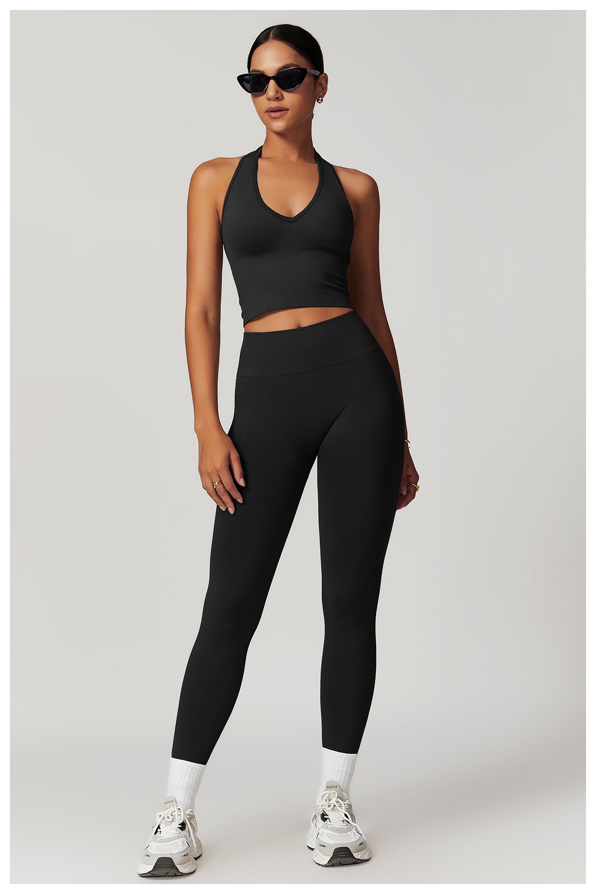 Seamless Ribbed-Waistband Yoga Leggings: High-Waisted Tummy-Control & Booty-Lifting Fitness Pants 6825