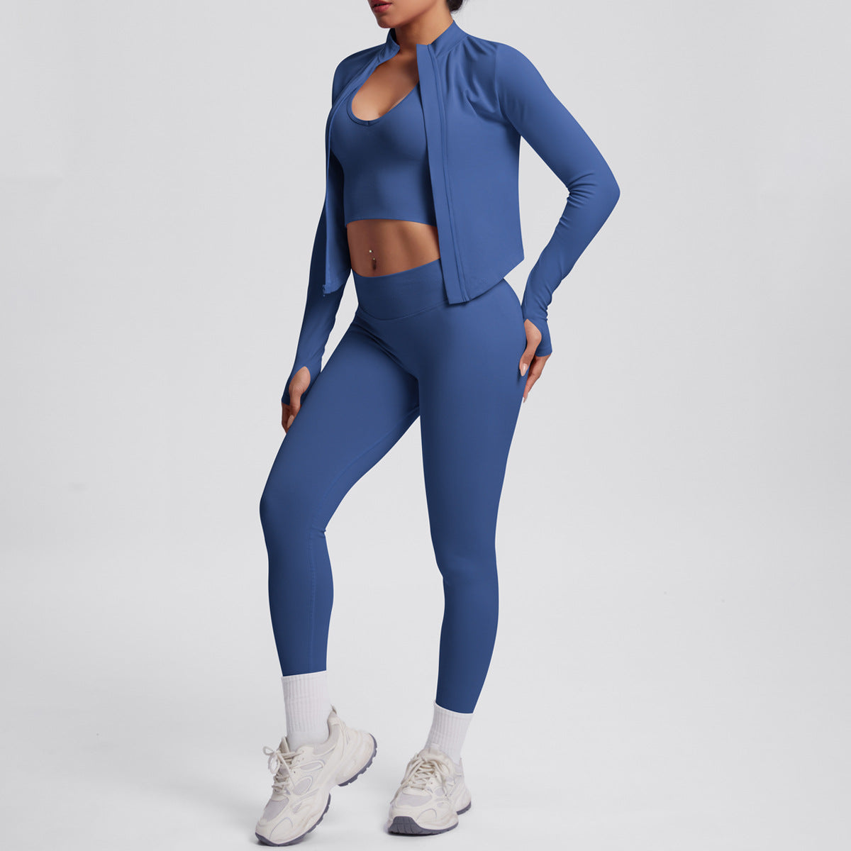 Ensemble de yoga 3 pièces sans coutures : Tenue d'entraînement respirante et très extensible - Soutien-gorge de sport, haut ajusté et leggings taille haute
