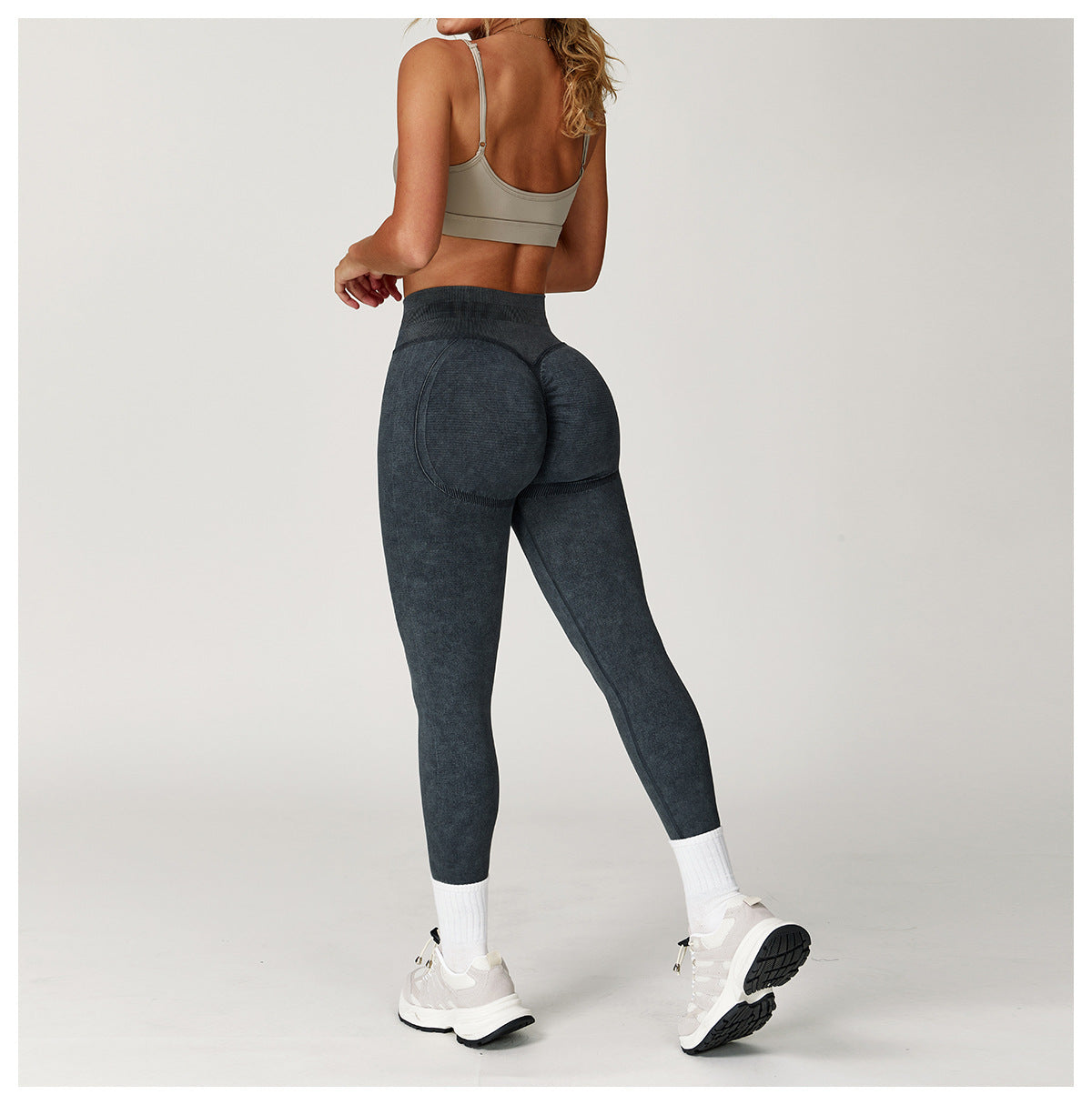 Seamless Ribbed-Waistband Yoga Leggings: High-Waisted Tummy-Control & Booty-Lifting Fitness Pants 6825