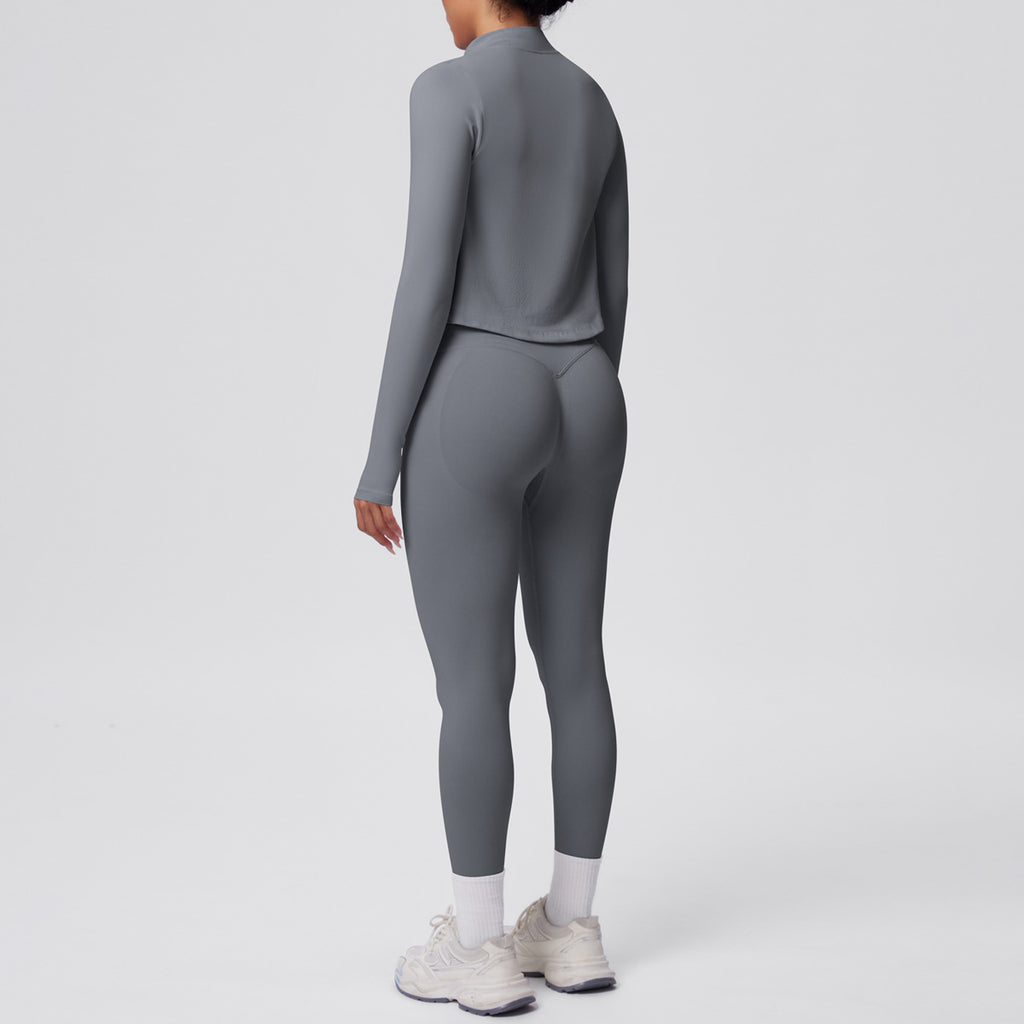 Ensemble de yoga 3 pièces sans coutures : Tenue d'entraînement respirante et très extensible - Soutien-gorge de sport, haut ajusté et leggings taille haute