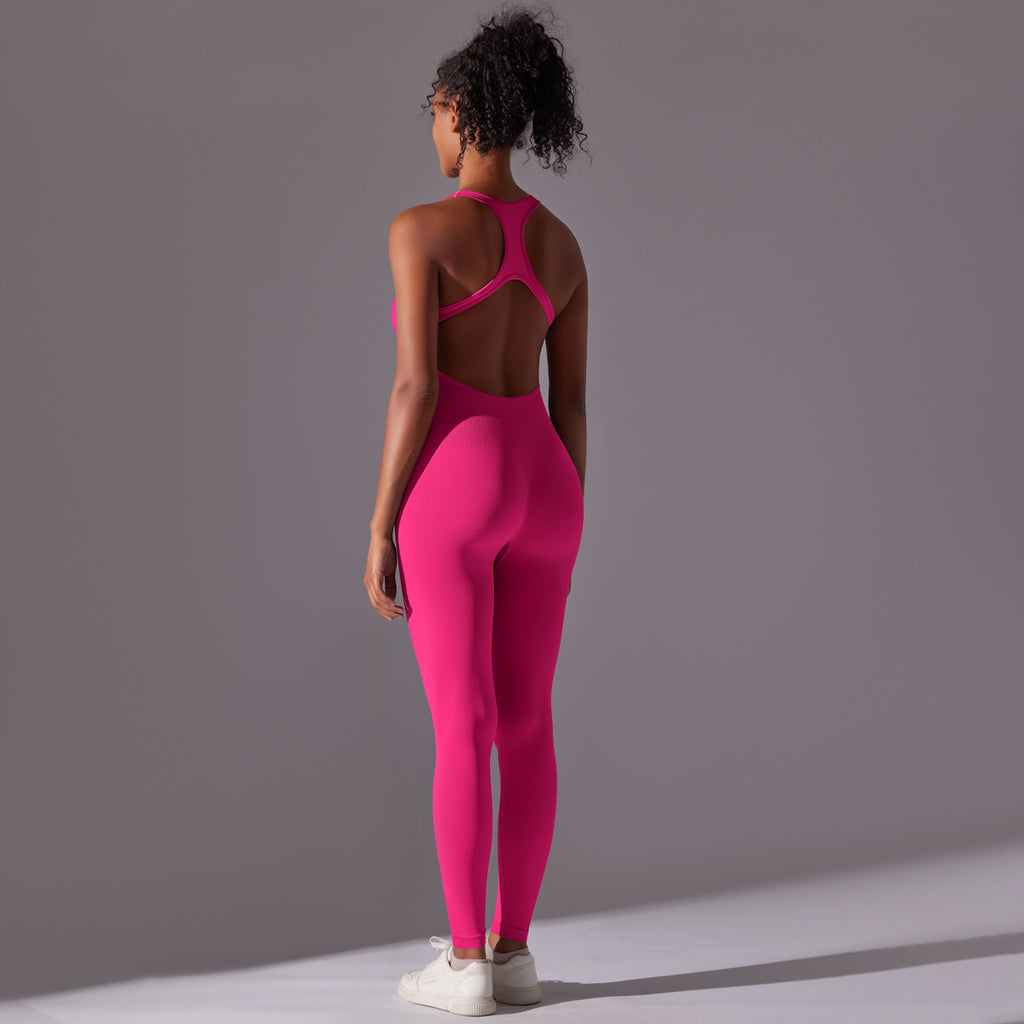 Nahtloser, langer Yoga-Unitard: Einteiliger, rückenfreier Aerial-Yoga-Bodysuit & atmungsaktiver, schmal geschnittener Jumpsuit