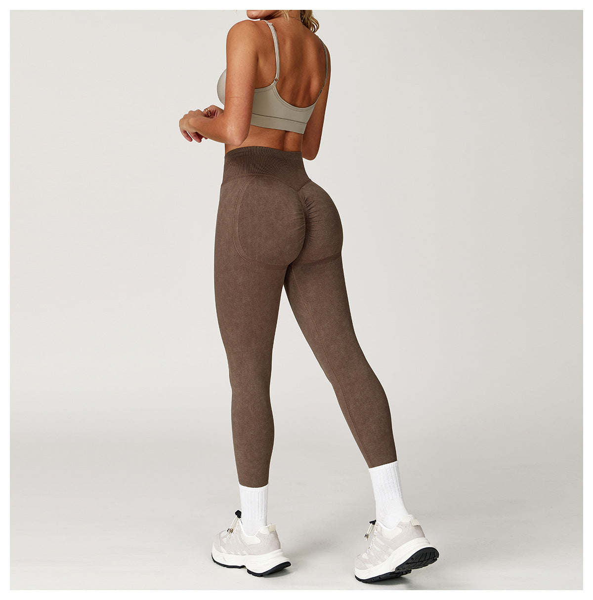 Leggings de Yoga sans Couture Délavés : Pantalon de Fitness Gainant Taille Haute pour la Course 4425