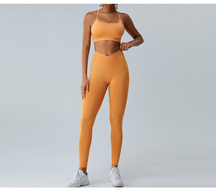 Seamless Skinny-Strap Yoga Cami: Criss-Cross Back Sports Bra & Padded Fitness Tank Top