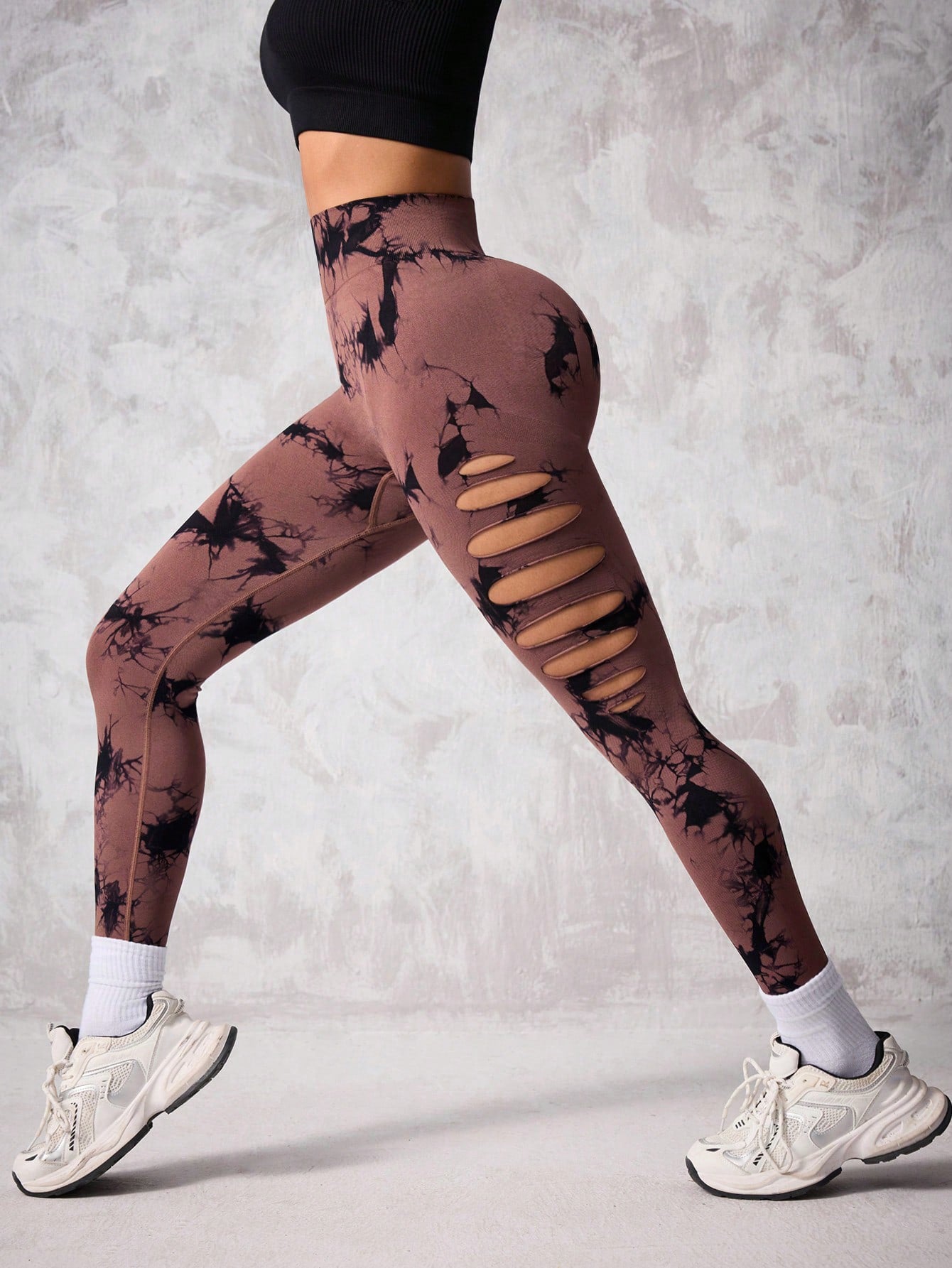 Legging de yoga taille haute tie-dye pour femme, pantalon de sport gainant et liftant la taille effet fesses de pêche