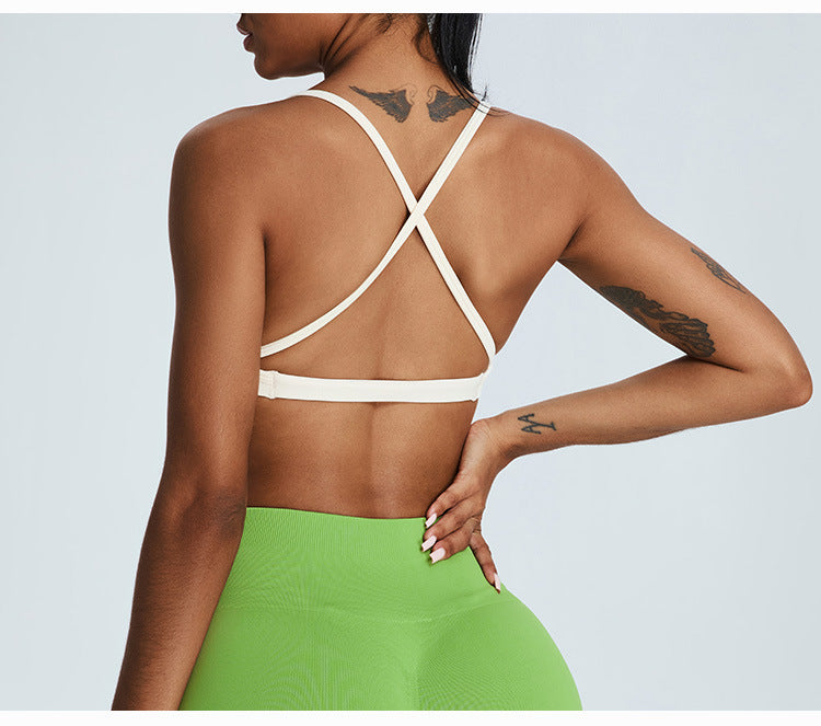 Seamless Nude-Feel Sports Bra: Open-Back Yoga Bralette & Quick-Dry Fitness Tank Top