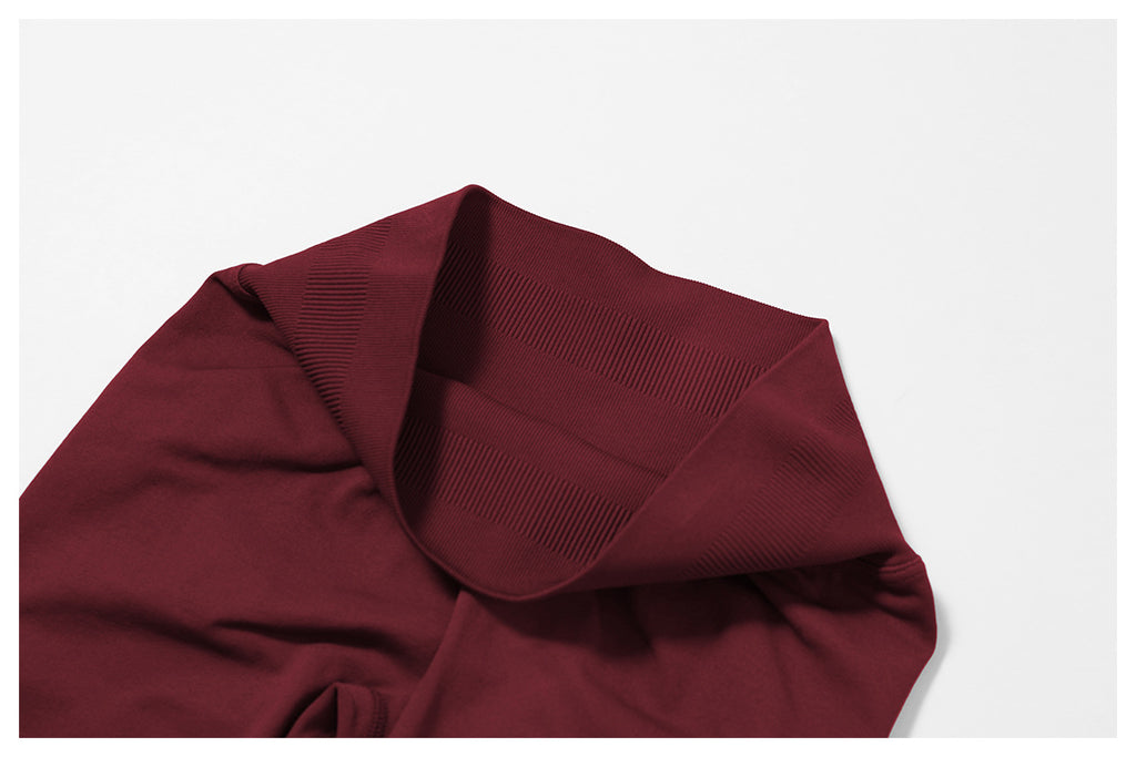 Ensemble de yoga quart de zip sans couture : vêtement de sport thermique ajusté à col montant pour la course à pied 3754