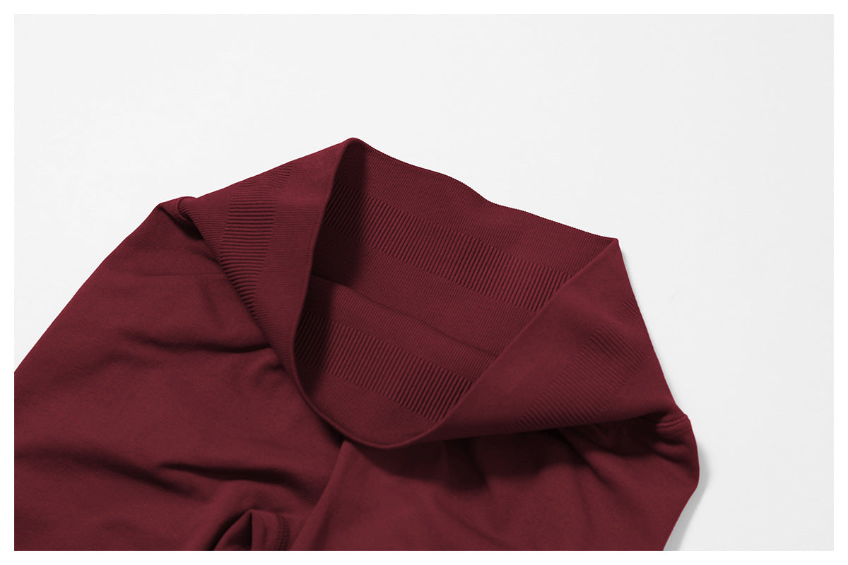 Ensemble de yoga quart de zip sans couture : vêtement de sport thermique ajusté à col montant pour la course à pied 3754