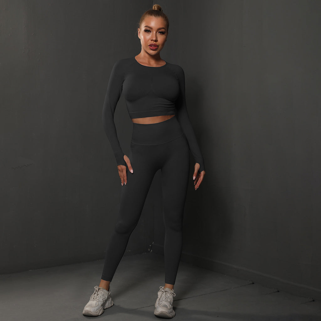 Ensemble de Yoga Sans Couture "Scrunch Butt": Legging Taille Haute Rehausseur de Fesses & Tenue de Sport Compressive 2 Pièces