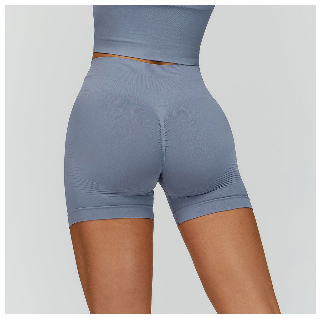 Short de yoga taille haute sans couture : Short cycliste de fitness gainant et push-up pour fesses 5475