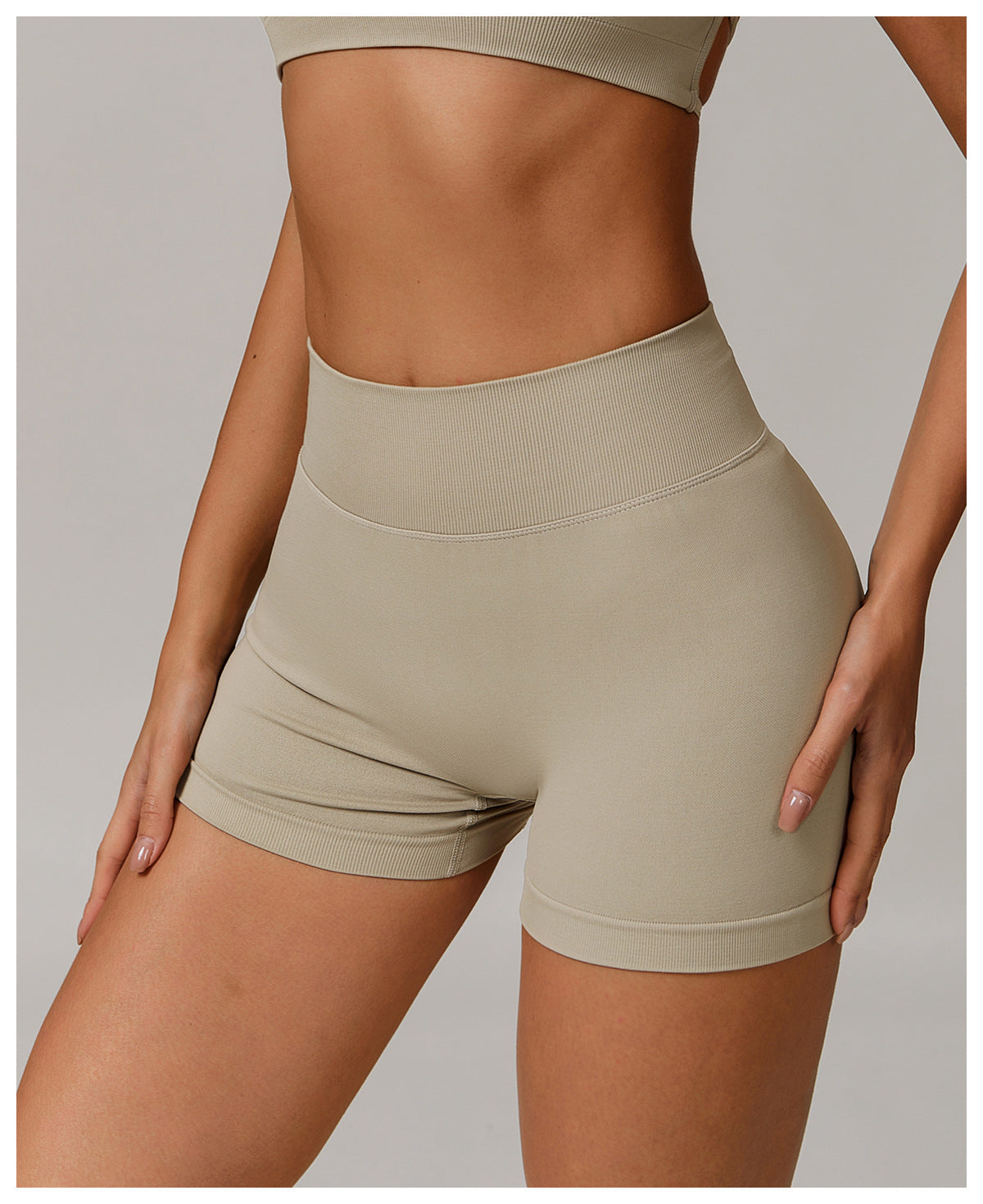 Short de Yoga Taille Haute Sans Couture : Short Cycliste de Sport Gainant et Rehausseur de Fesses 4389