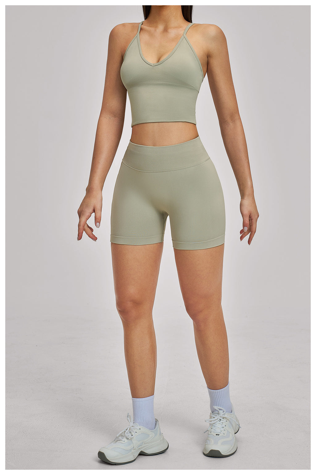 Seamless Criss-Cross Yoga Set: High-Stretch Slim-Fit Activewear & Performance Suite 4486