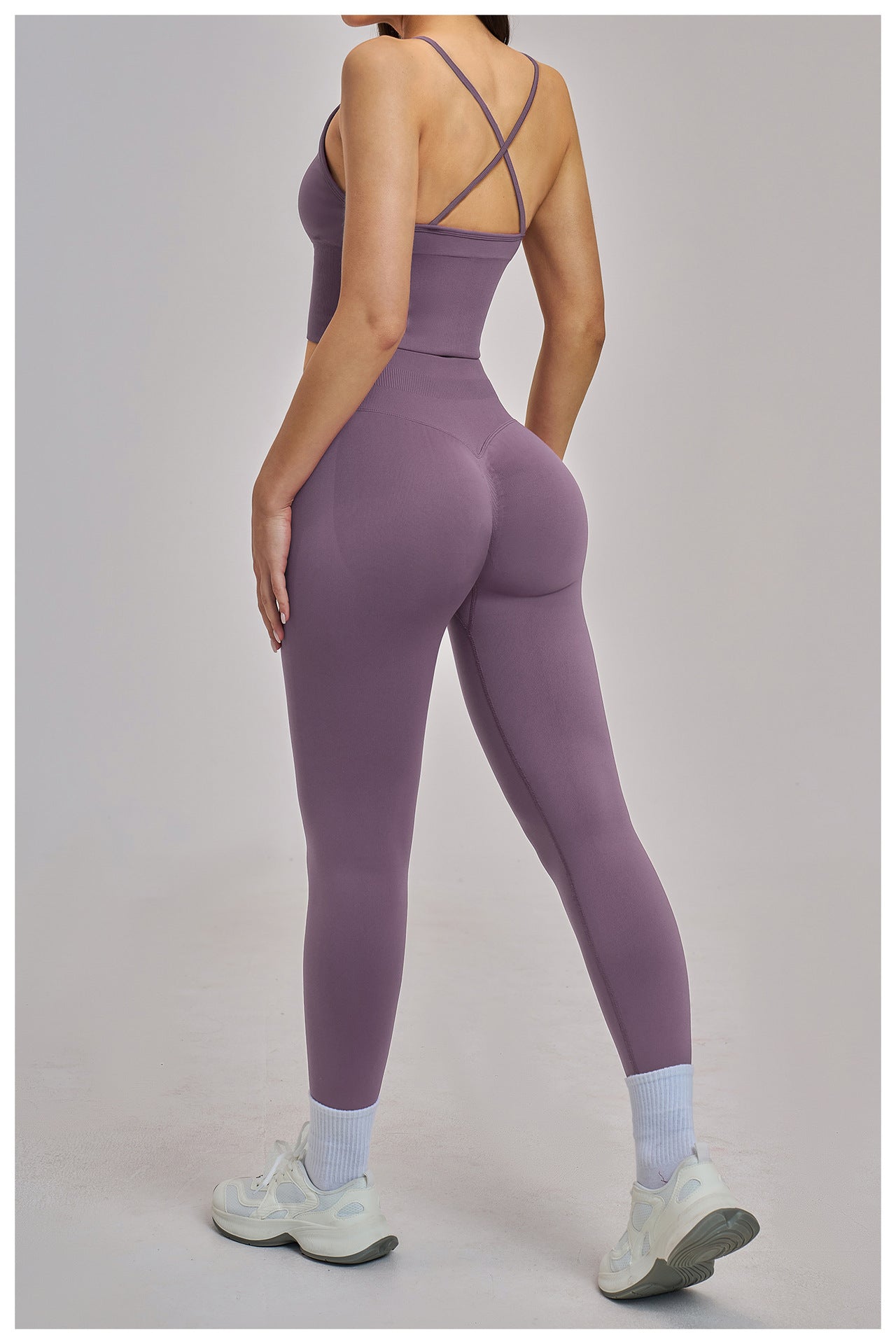 Seamless Racerback Yoga Set: High-Stretch Slim-Fit Activewear for Running & Fitness 5344
