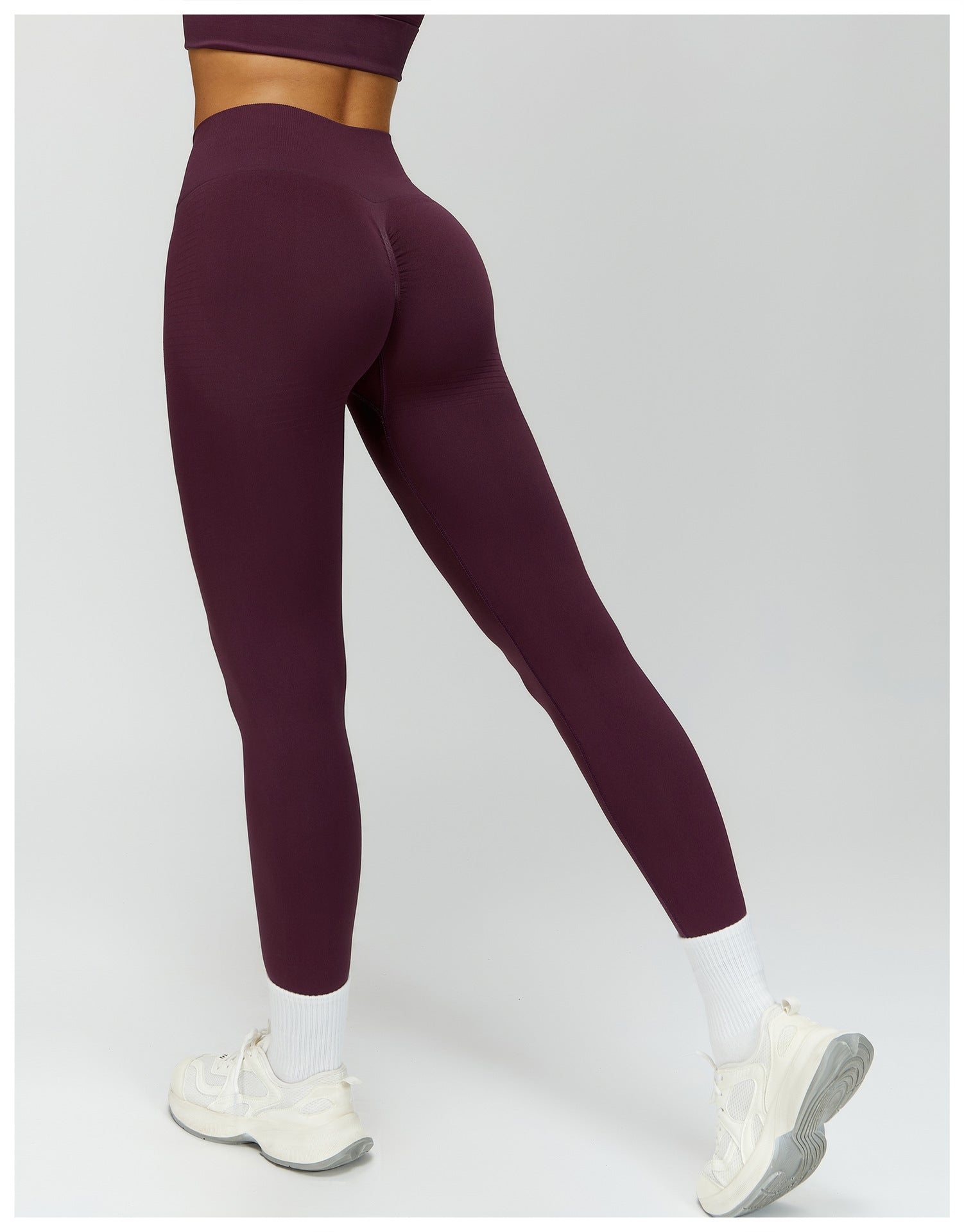 Seamless Ribbed-Waistband Yoga Leggings: High-Waisted Tummy-Control & Booty-Lifting Fitness Pants 6825