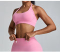 Seamless Halter-Neck Yoga Tank: Open-Back Sports Bra & Quick-Dry Outdoor Fitness Top