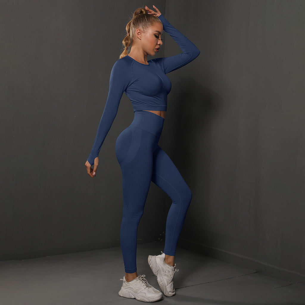 Ensemble de Yoga Sans Couture "Scrunch Butt": Legging Taille Haute Rehausseur de Fesses & Tenue de Sport Compressive 2 Pièces