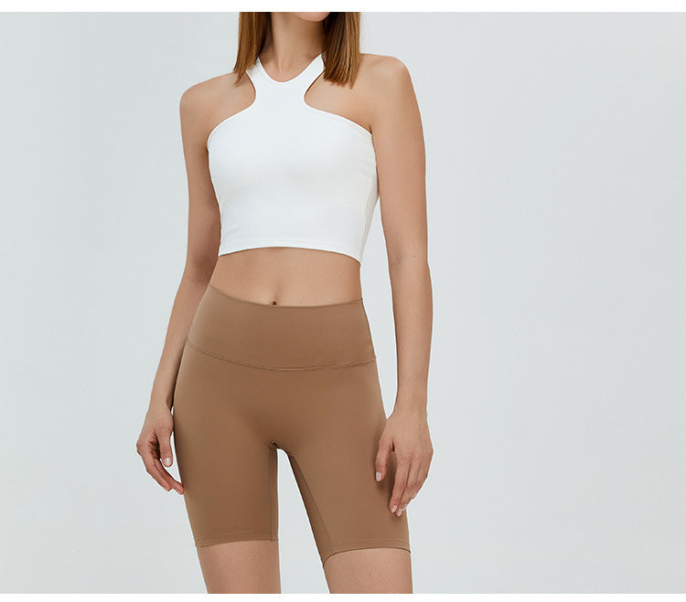Soutien-gorge de sport sans coutures à dos nu : Débardeur court de yoga et haut de fitness ajusté