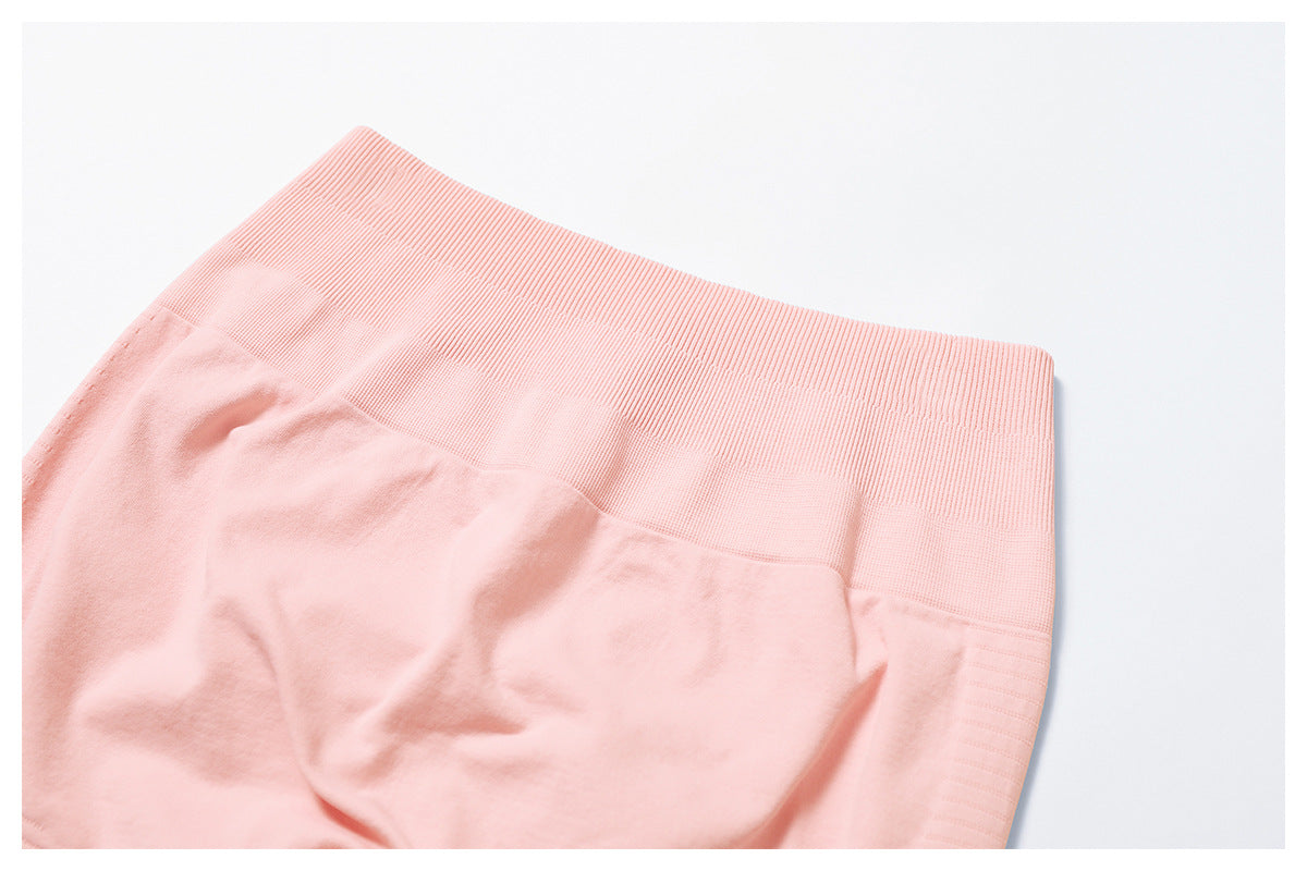 Short de yoga taille haute sans couture : Short cycliste de fitness gainant et push-up pour fesses 5475