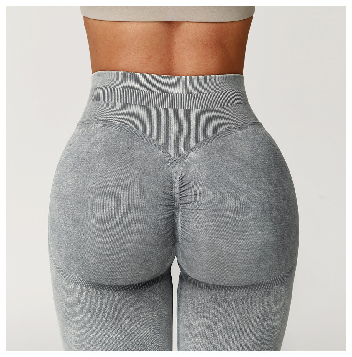 Leggings de Yoga sans Couture Délavés : Pantalon de Fitness Gainant Taille Haute pour la Course 4425