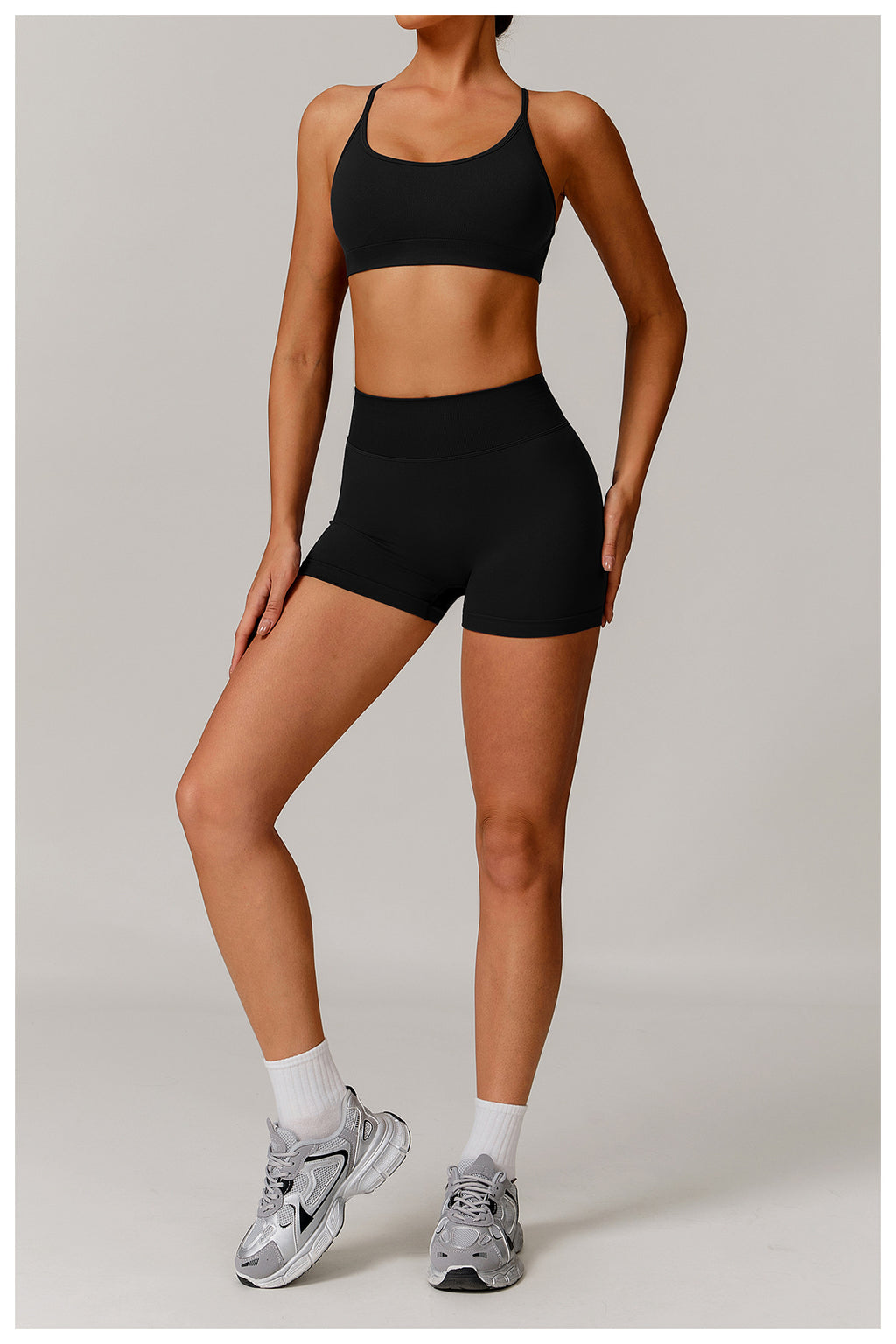 Ensemble de yoga sans coutures à dos ouvert : Vêtements de sport ajustés à séchage rapide pour la course à pied et le fitness 5284