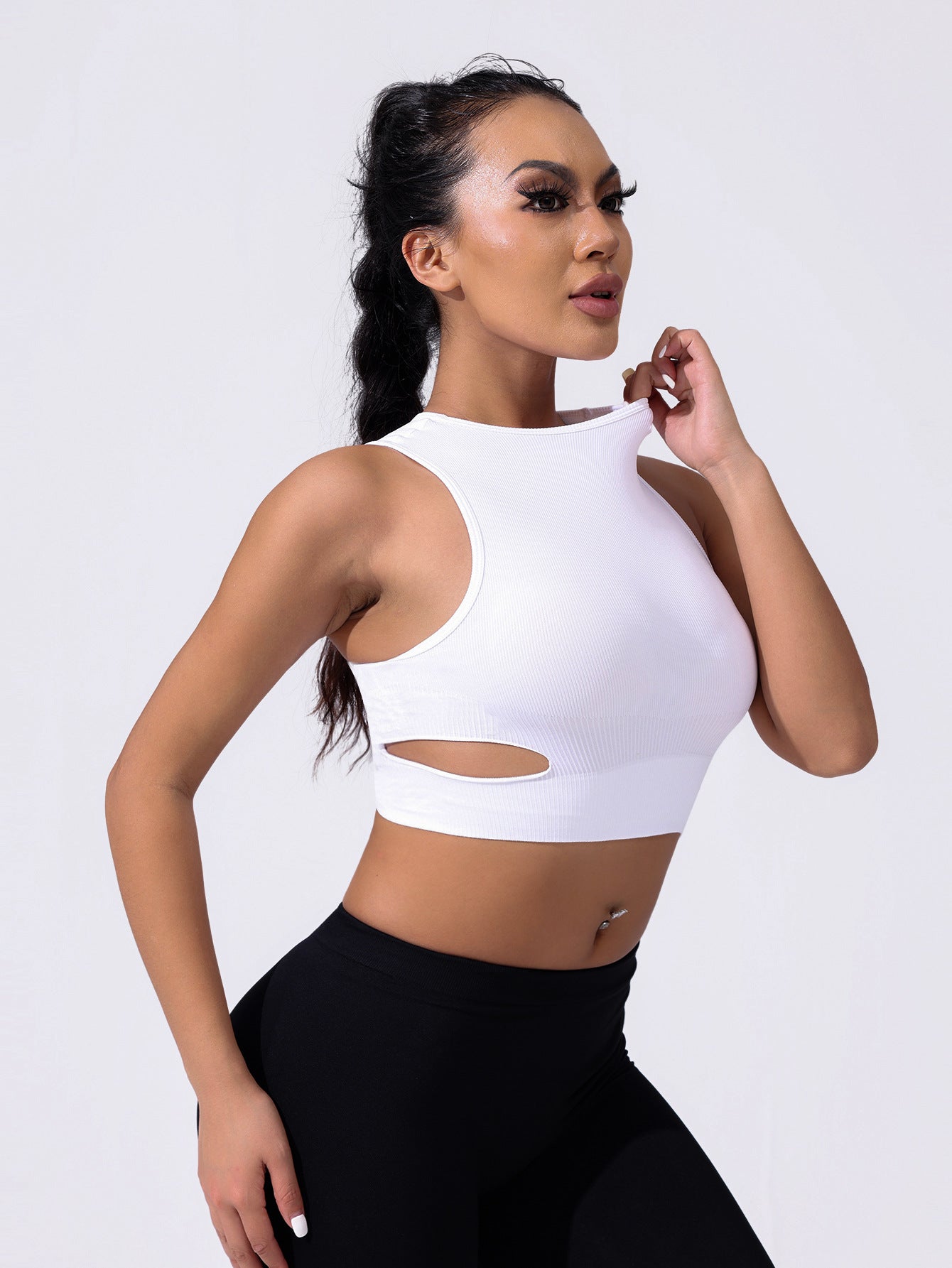Soutien-gorge de sport sexy ajouré pour femme, rembourré amovible, push-up, pour yoga, course, fitness, couleur unie, pour printemps et été