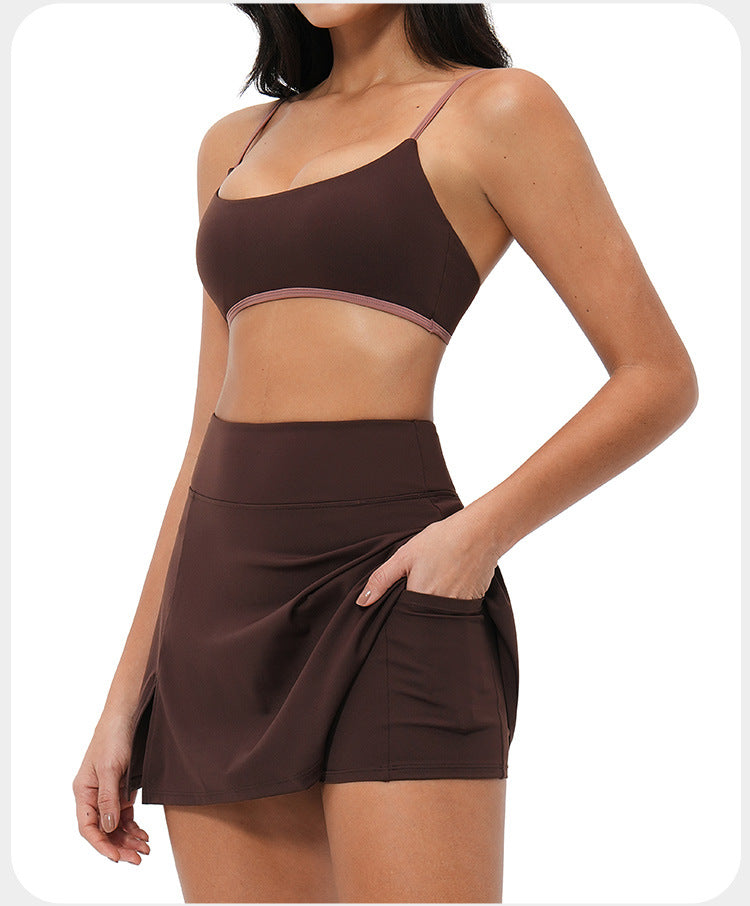 Ensemble de sport pour course en extérieur, jupe de tennis, tenue décontractée à séchage rapide, nouveau style, effet seconde peau, dos nu