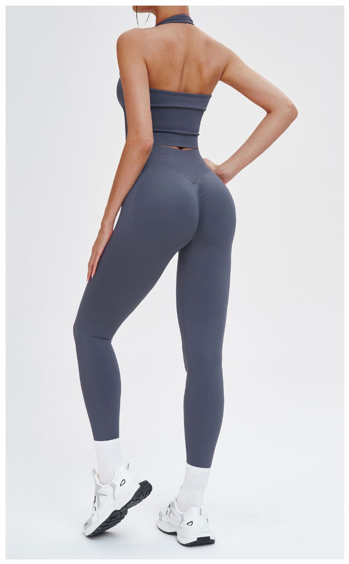 Ensemble de yoga sans coutures à col rond : Tenue de sport confortable pour la course en extérieur et le fitness 5734