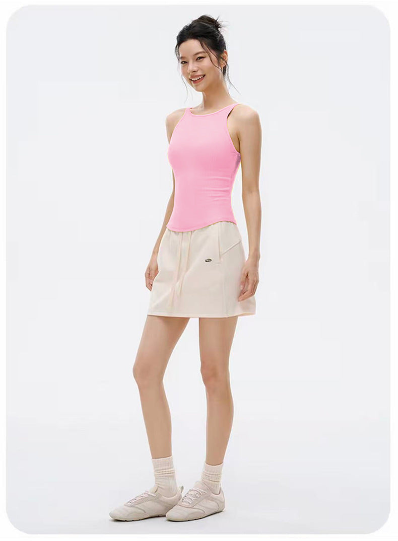 Soutien-gorge de sport push-up antichoc à bonnets fixes pour femmes, débardeur de yoga pour le printemps et l'été, gilet de course et de fitness respirant simple et élégant pour l'extérieur