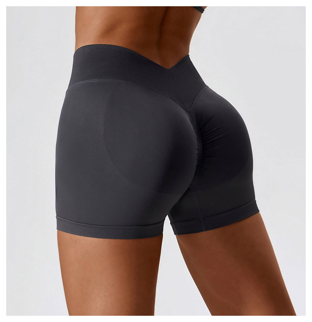 Short de Yoga Taille Haute Sans Couture : Short Cycliste de Sport Gainant et Rehausseur de Fesses 4389