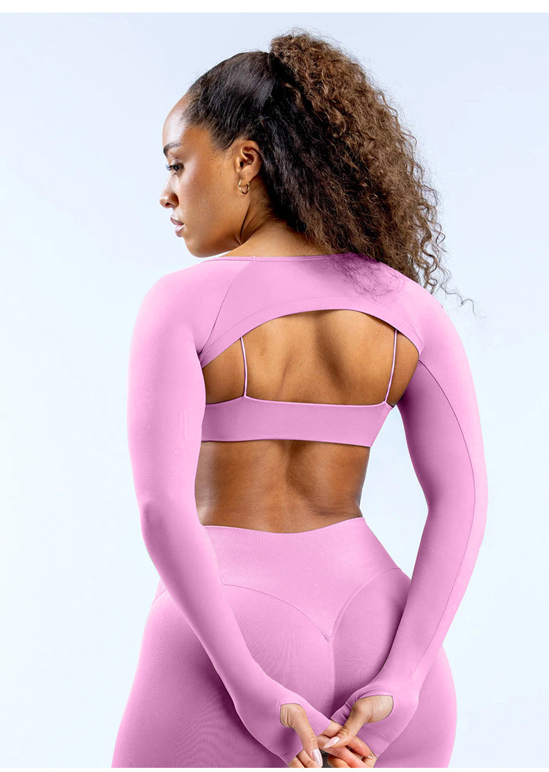 Cardigan de sport femme "Naked Feeling" avec trou pour le pouce, gilet de yoga à manches longues, haut de fitness pour la course