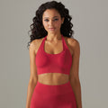 Seamless Halter Neck Sports Bra: Sexy Backless Yoga Top & Solid Color High-Stretch Fitness Bralette