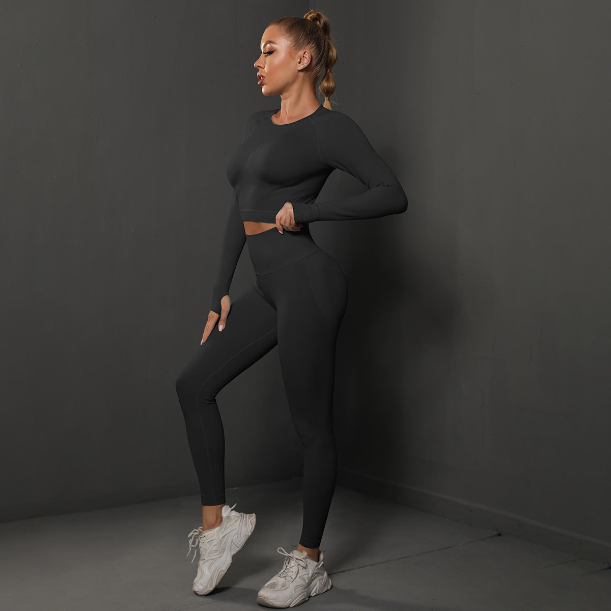 Ensemble de Yoga Sans Couture "Scrunch Butt": Legging Taille Haute Rehausseur de Fesses & Tenue de Sport Compressive 2 Pièces