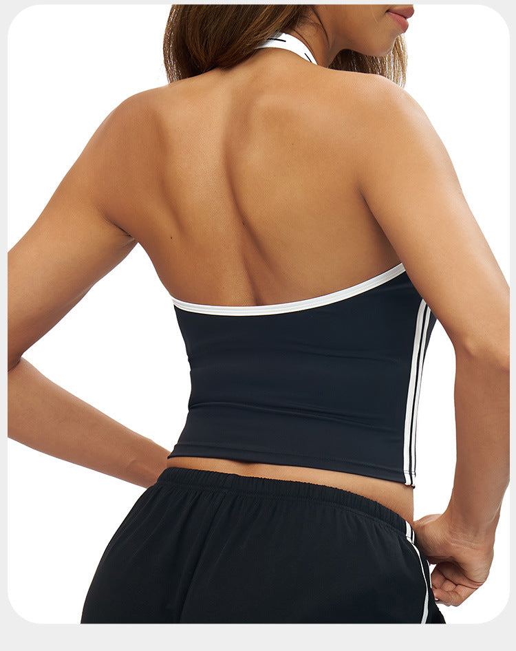 Débardeur de Yoga à Encolure Dégagée et Dos Nageur pour Traitement Personnalisé, Débardeur de Yoga Ajusté avec Bordure Contrastée, Soutien-Gorge de Sport d'Extérieur