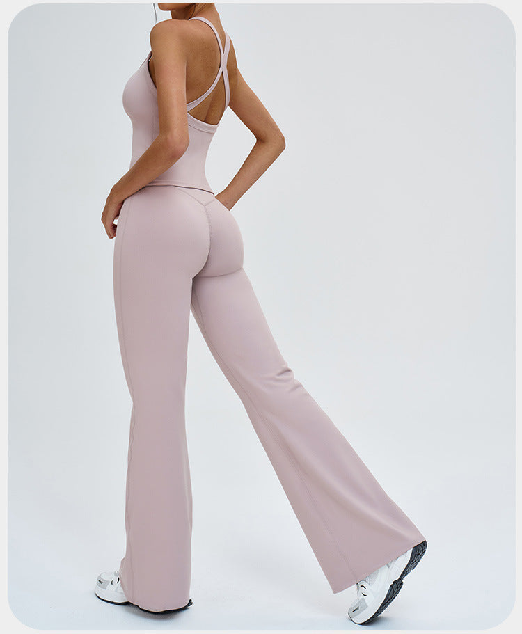 Ensemble de yoga transfrontalier, combinaison de sport antichoc à dos nageur découpé, tenue de yoga décontractée pour la course en extérieur et le fitness