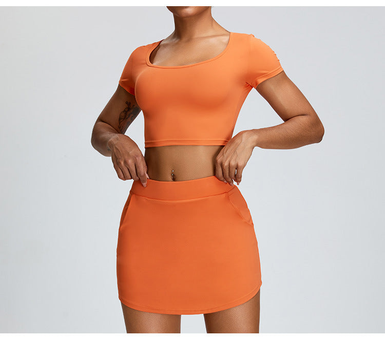 T-shirt de yoga court et respirant : haut de sport à manches courtes ajusté pour la course et la gym