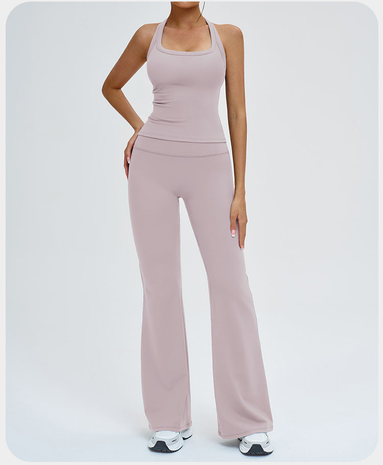 Ensemble de yoga transfrontalier, combinaison de sport antichoc à dos nageur découpé, tenue de yoga décontractée pour la course en extérieur et le fitness