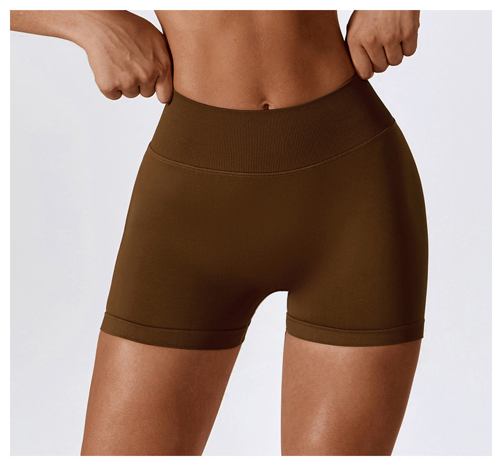 Short de Yoga Taille Haute Sans Couture : Short Cycliste de Sport Gainant et Rehausseur de Fesses 4389