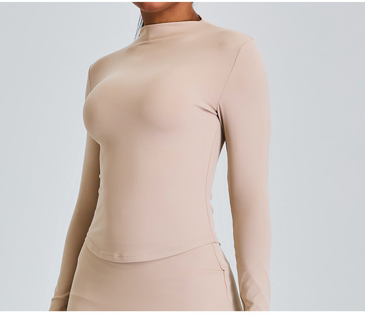 Long Sleeve Slim-Fit Yoga Set: High-Waisted A-Line Sports Skirt with Built-in Shorts & Fitness Outfit