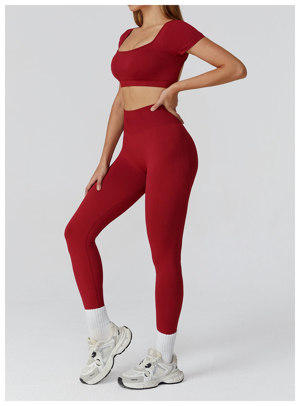 Ensemble de yoga sans couture : Tenue de sport taille haute dos nu pour la course et le fitness 2184