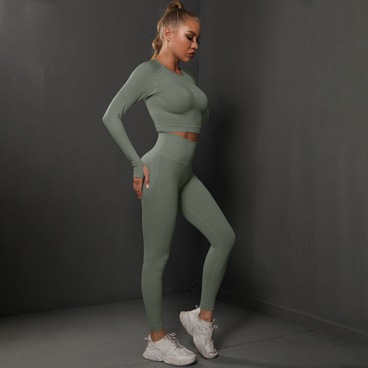 Ensemble de Yoga Sans Couture "Scrunch Butt": Legging Taille Haute Rehausseur de Fesses & Tenue de Sport Compressive 2 Pièces