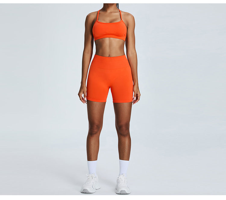 Seamless Nude-Feel Sports Bra: Open-Back Yoga Bralette & Quick-Dry Fitness Tank Top