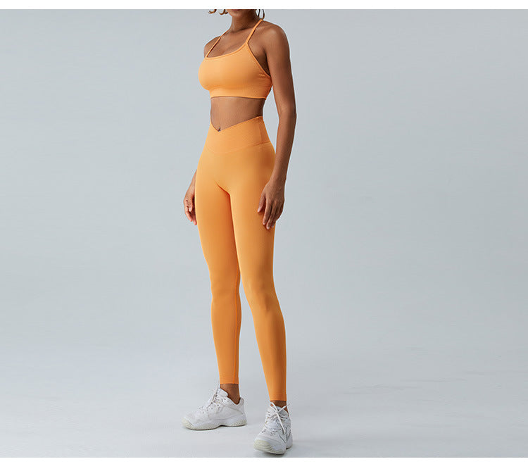 Seamless Skinny-Strap Yoga Cami: Criss-Cross Back Sports Bra & Padded Fitness Tank Top