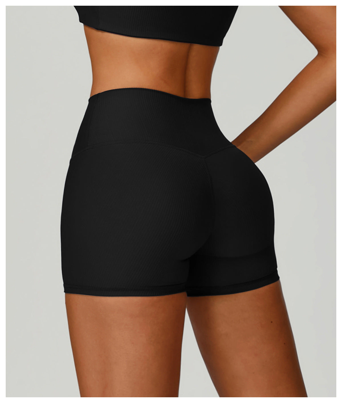 Women's Ribbed High Waist Yoga Shorts, Butt Lifting High Impact Fitness Wear, Outdoor Running Shorts