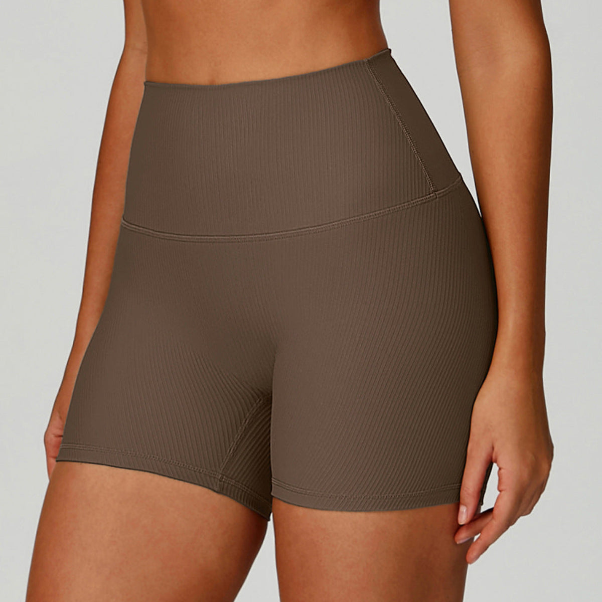 Short de Yoga Côtelé Taille Haute pour Femme, Vêtement de Fitness Gainant et Remontant les Fesses, Short de Course en Extérieur