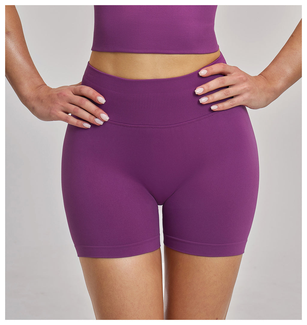 Seamless High-Waisted Yoga Shorts: Booty-Lifting Quick-Dry Activewear for Running & Fitness 9687