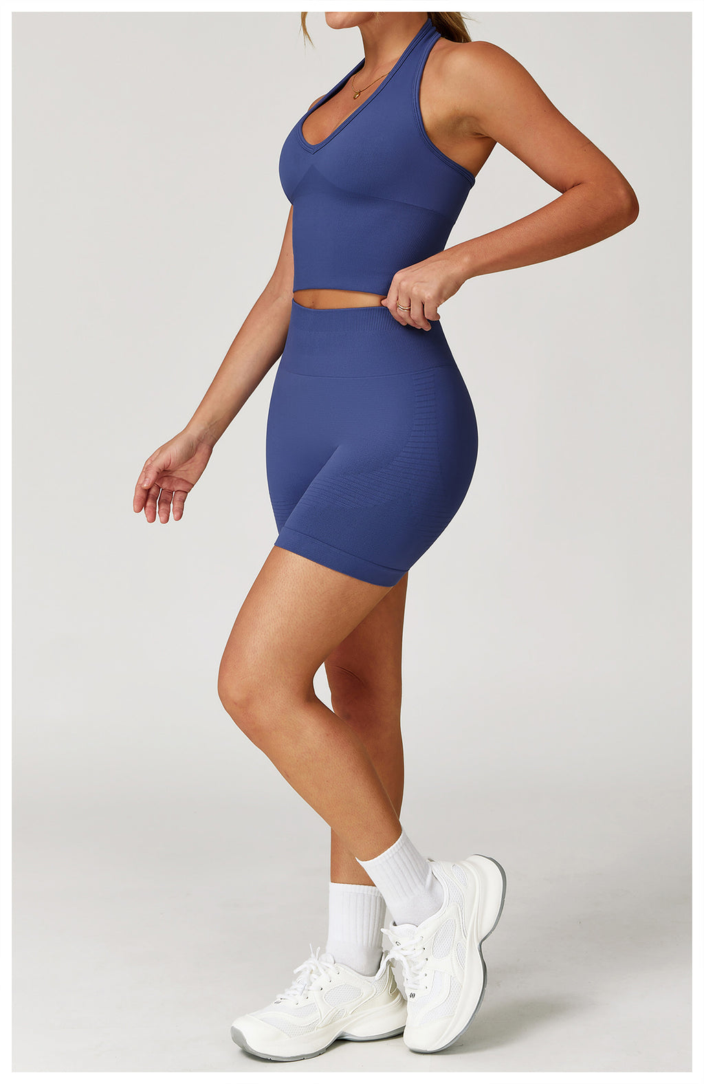 Short de yoga taille haute sans couture : Short cycliste de fitness gainant et push-up pour fesses 5475