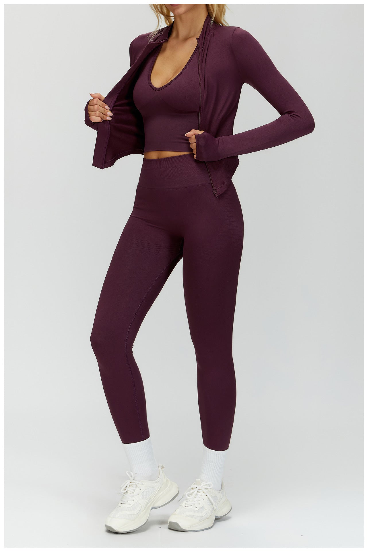 Ensemble de yoga côtelé sans couture à dos nageur : Ensemble de vêtements de sport gainant et rehausseur de fessier 5479