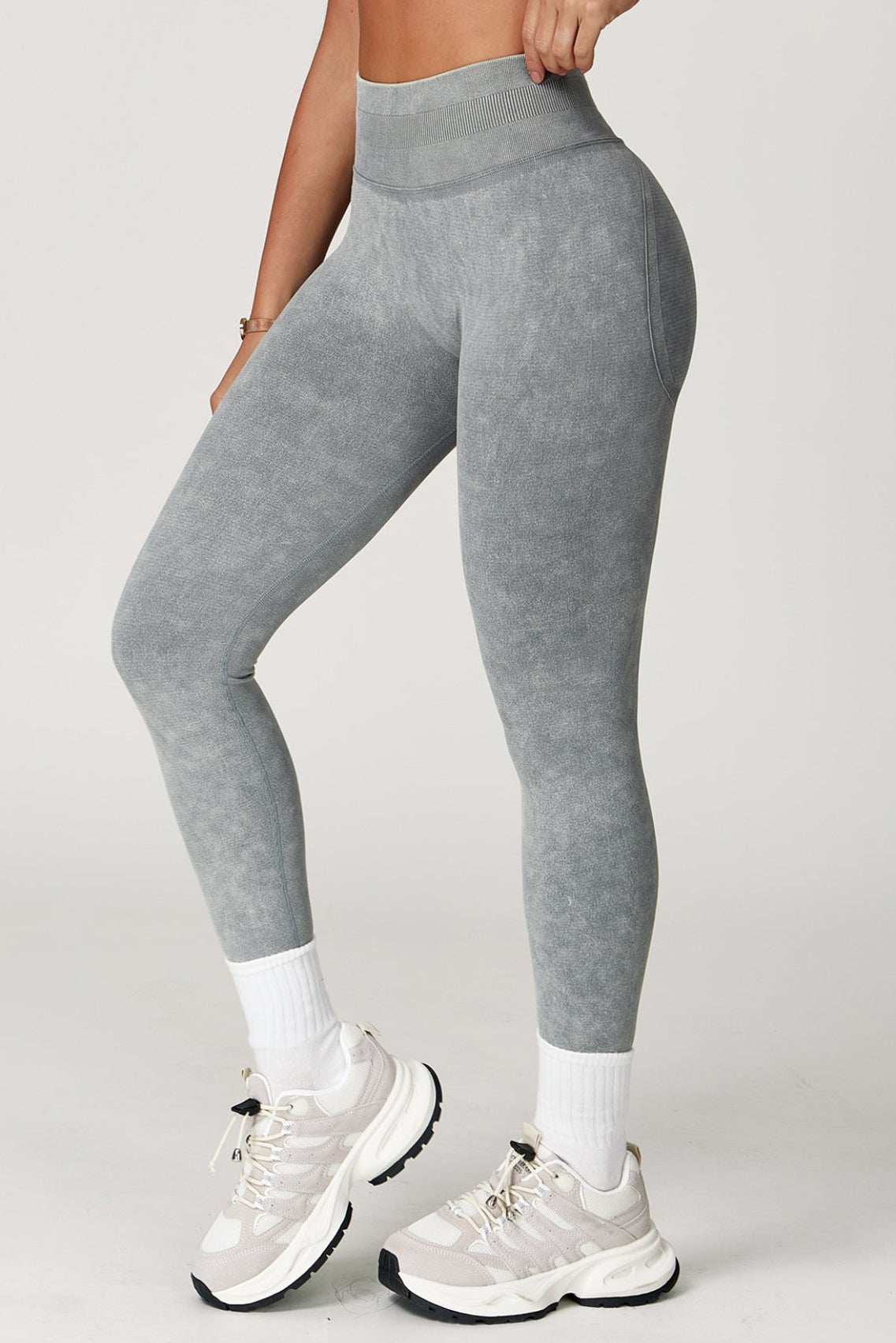 Leggings de Yoga sans Couture Délavés : Pantalon de Fitness Gainant Taille Haute pour la Course 4425